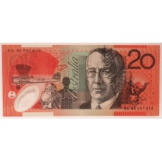AUSTRALIA 1995 . TWENTY 20 DOLLAR BANKNOTE . ERROR . WET INK TRANSFER